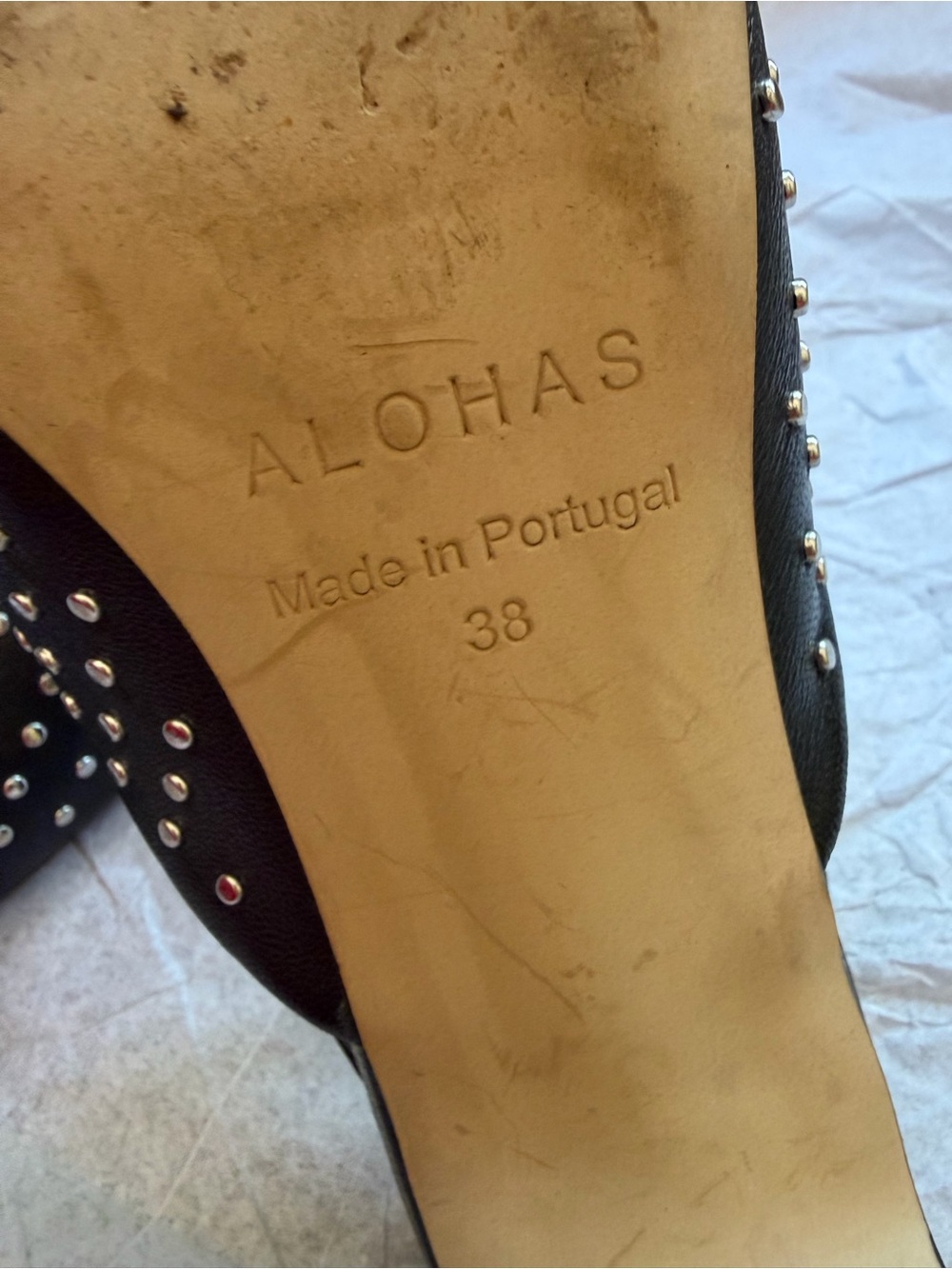 Alohas Lindy Studs Black Leather Slingback Pumps Size 38 US 7.5 $224 Retail - Picture 8 of 12